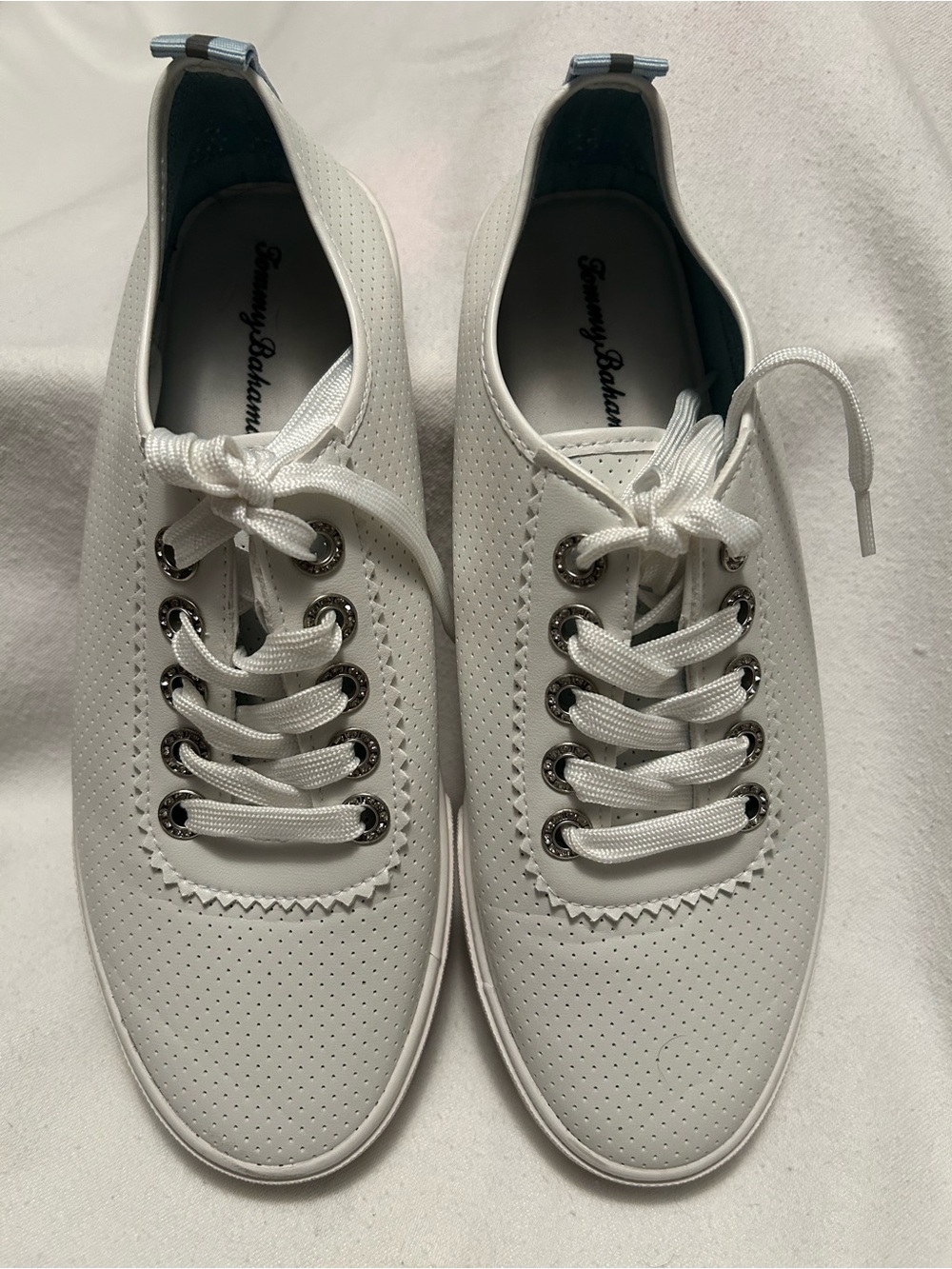 Tommy Bahama White Perforated Lace-Up Sneakers